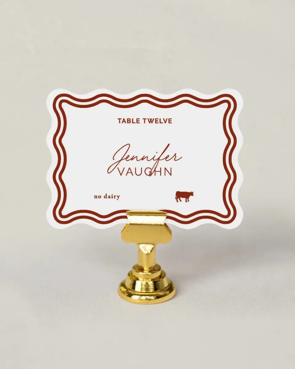 This is a 2.5" x 3.5" Wedding Place Card called The Chelsea printed in full color on Premium Smooth paper