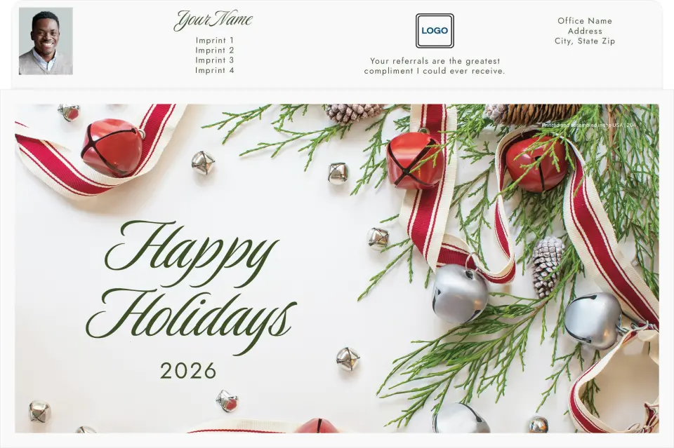 This is a 7½" x 11¼" Magnetic Calendar Pad called Happy Holidays printed in full color