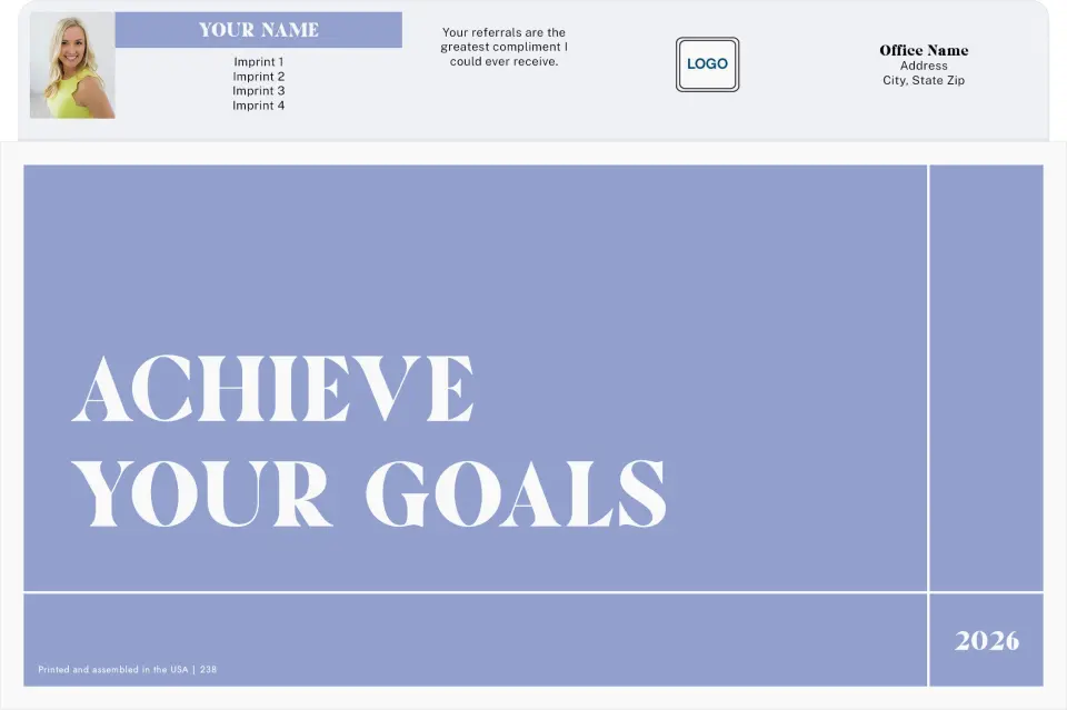 This is a 7½" x 11¼" Magnetic Calendar Pad called Achieve your Goals printed in full color