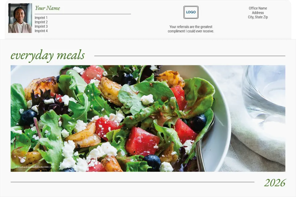 This is a 7½" x 11¼" Magnetic Calendar Pad called Everyday Meals printed in full color