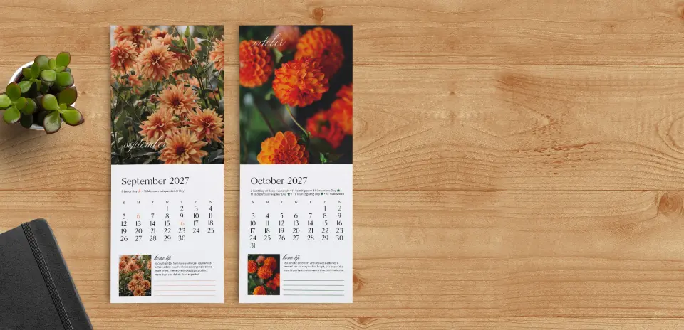 Tear-Off Calendar September & October Pages