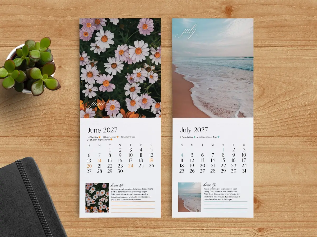 Tear-Off Calendar June & July Pages