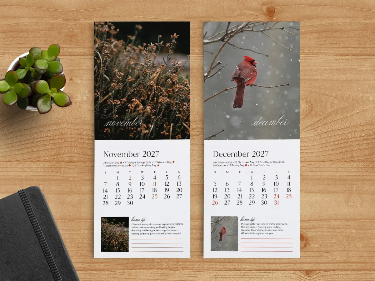 Tear-Off Calendar November & December Pages