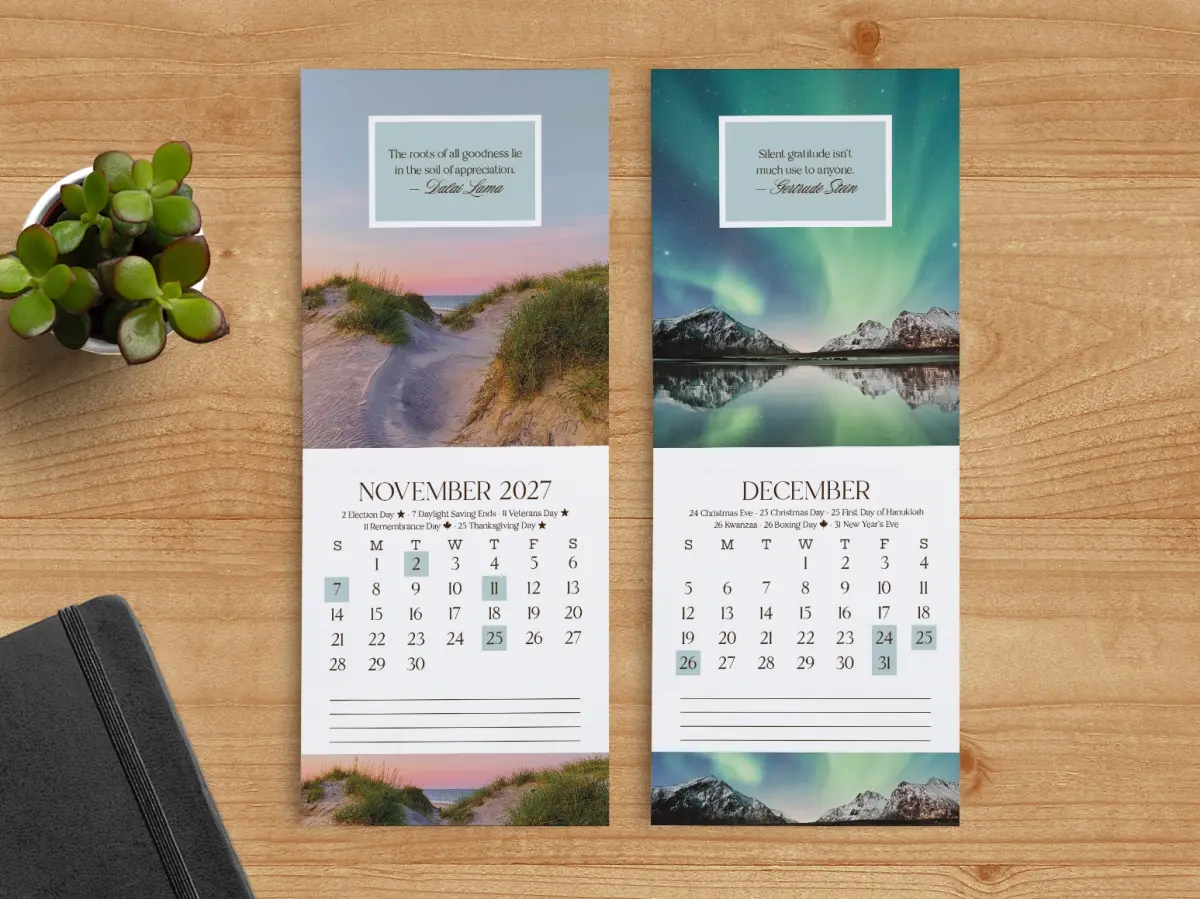 Tear-Off Calendar November & December Pages