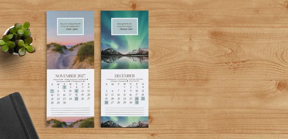 Tear-Off Calendar November & December Pages