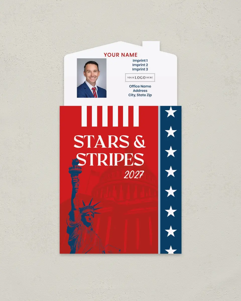 This is a 3½" x 6¼" Tear-Off Calendar Magnet called Stars & Stripes printed in full color