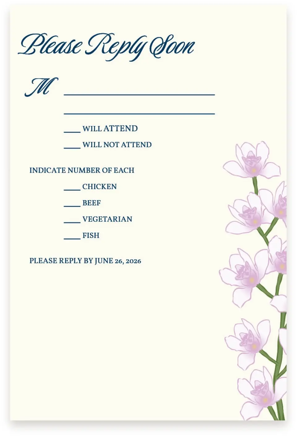 This is a  4" x 6" RSVP Postcards (Pocket Invitation) called Waking Beauty printed in full color on Premium Smooth paper