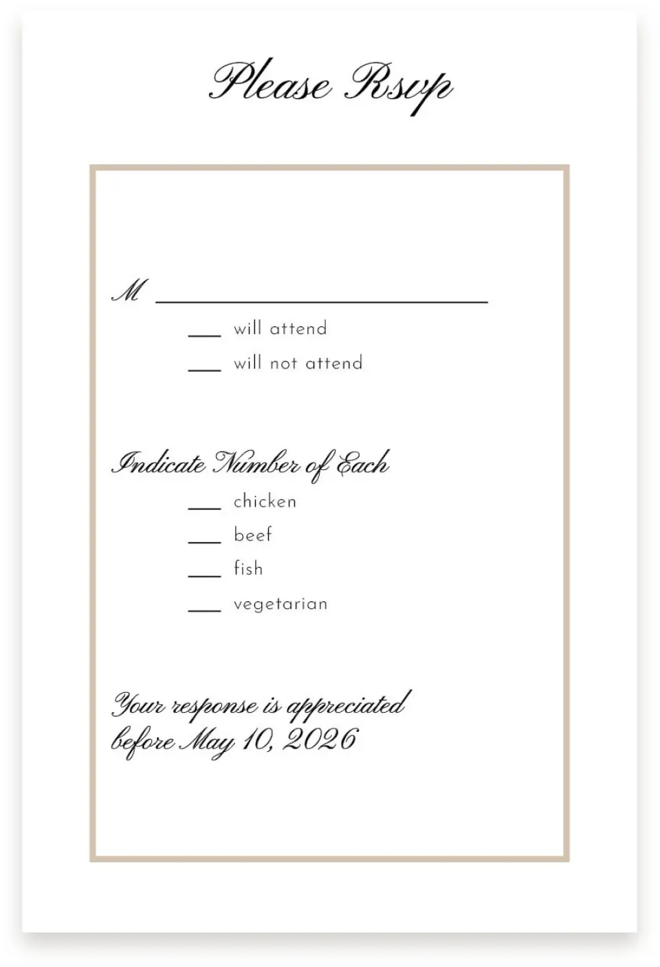 This is a  4" x 6" RSVP Postcards (Pocket Invitation) called Vision of Love printed in full color on Premium Smooth paper