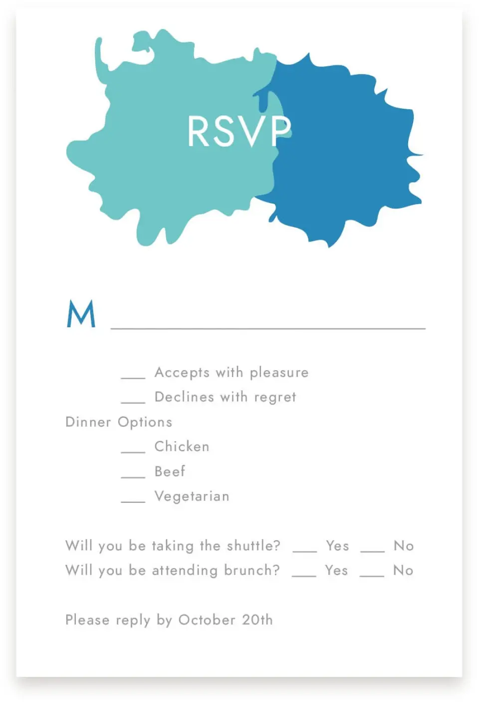 This is a  4" x 6" RSVP Postcards (Pocket Invitation) called Making Waves printed in full color on Premium Smooth paper