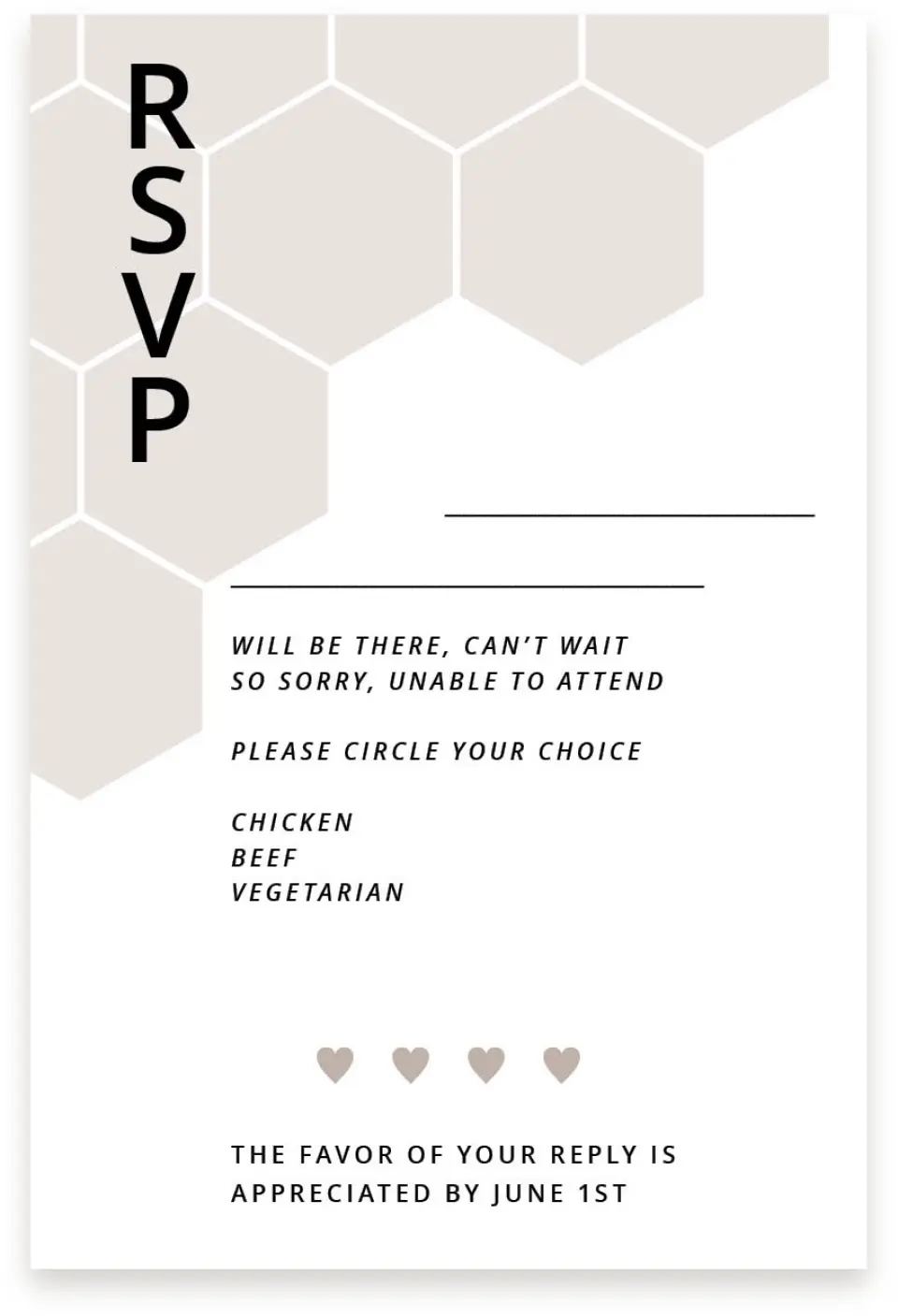 This is a  4" x 6" RSVP Postcards (Pocket Invitation) called Honeycomb Sweetness printed in full color on Premium Smooth paper