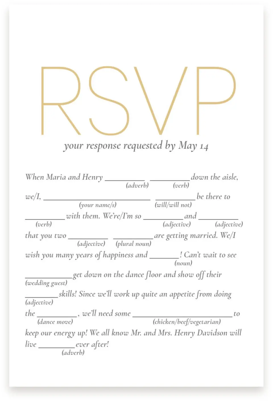 This is a  4" x 6" RSVP Postcards (Pocket Invitation) called Truly, Madly, Deeply printed in full color on Premium Smooth paper