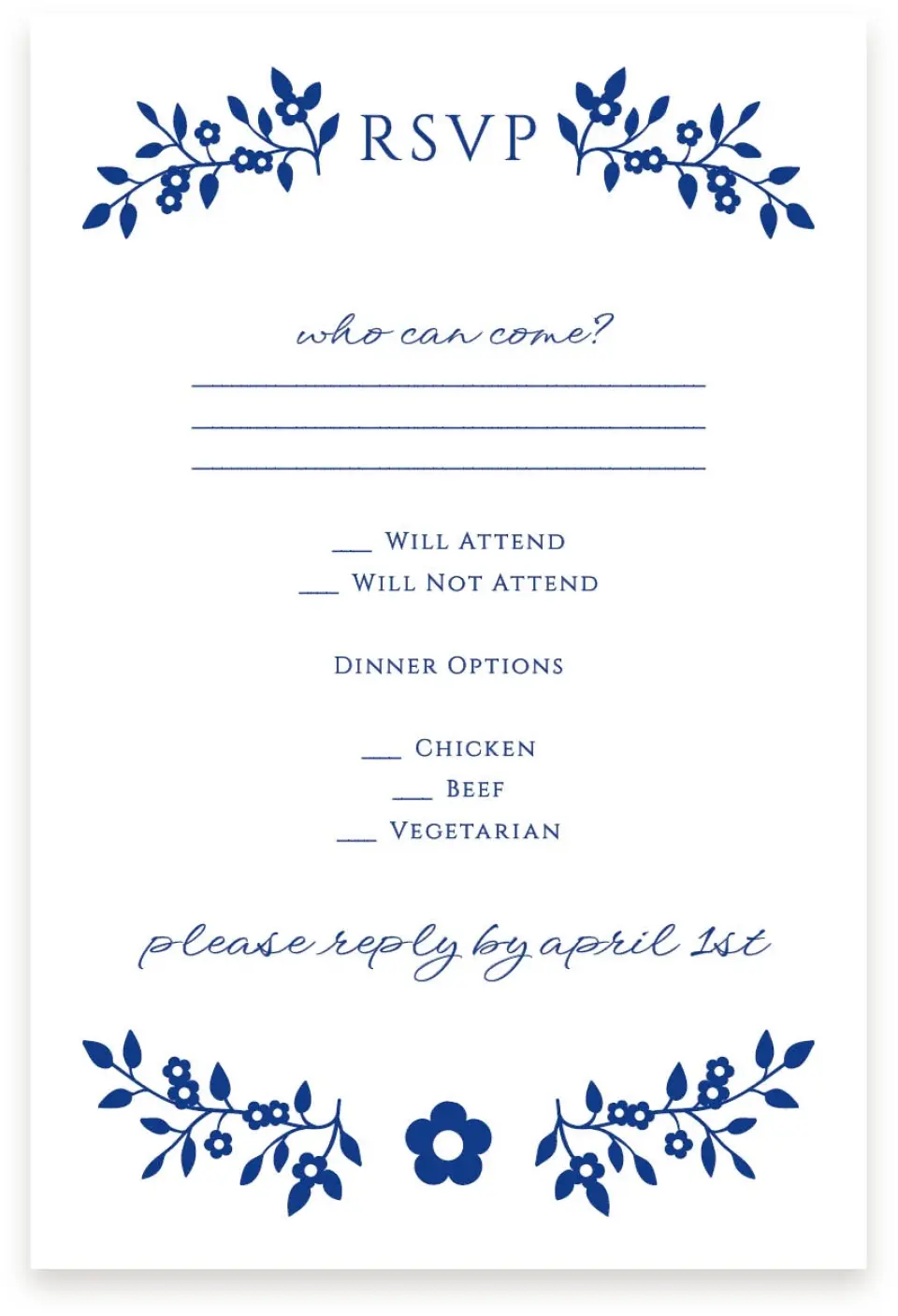 This is a  4" x 6" RSVP Postcards (Pocket Invitation) called Secret Garden printed in full color on Premium Smooth paper