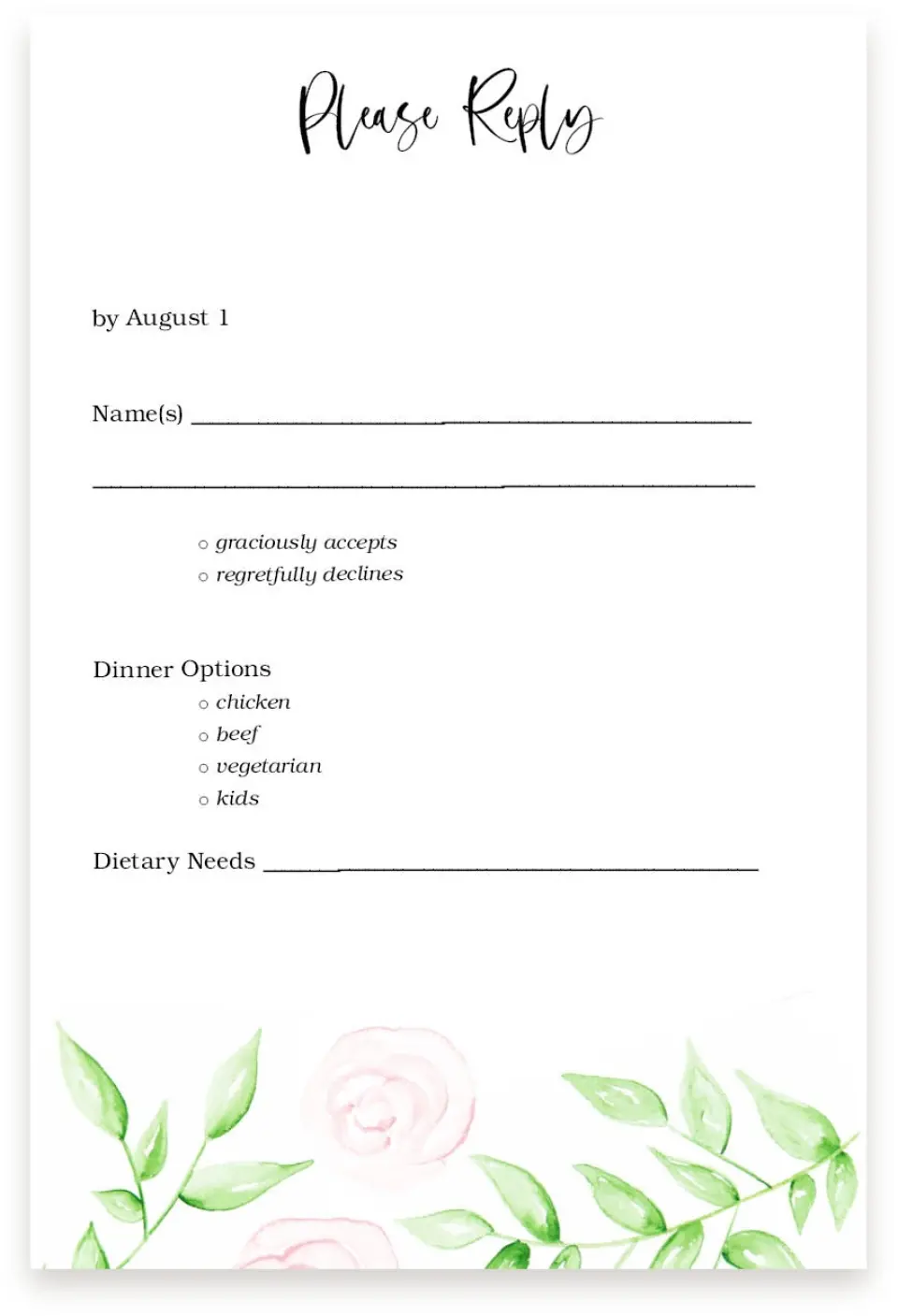 This is a  4" x 6" RSVP Postcards (Pocket Invitation) called Painterly Bouquet printed in full color on Premium Smooth paper