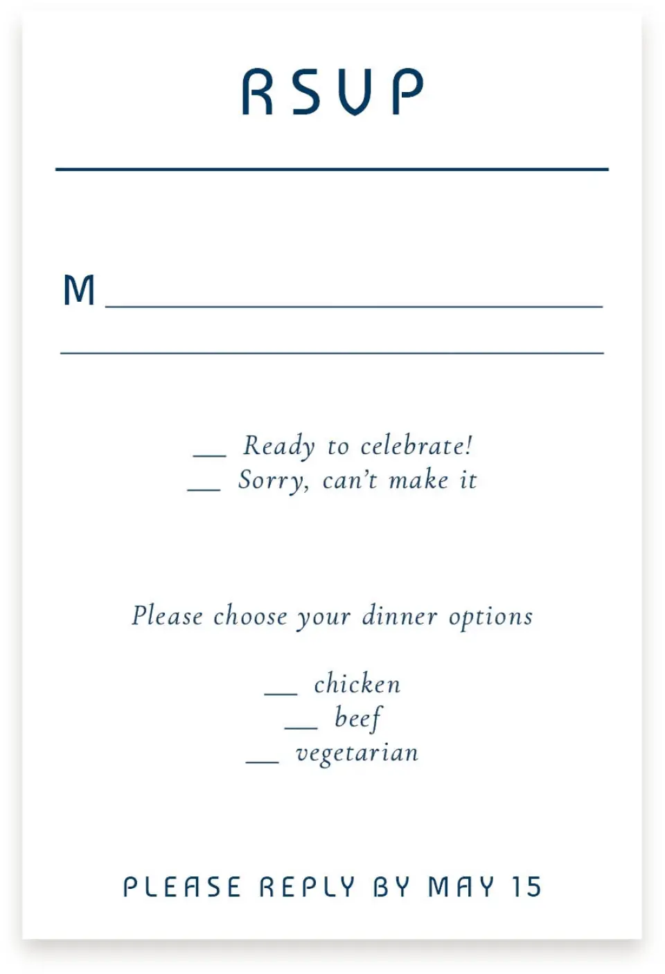 This is a  4" x 6" RSVP Postcards (Pocket Invitation) called Marvelous Monogram printed in full color on Premium Smooth paper