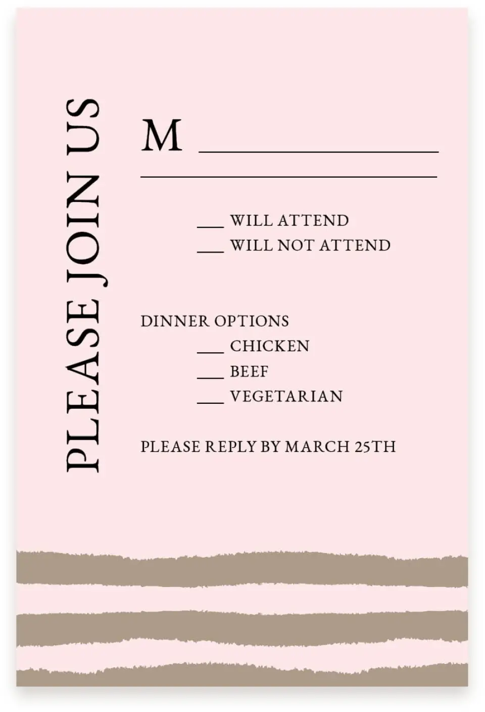 This is a  4" x 6" RSVP Postcards (Pocket Invitation) called Sweetened Stripes printed in full color with Silver foil on Luxe Satin (coated) paper