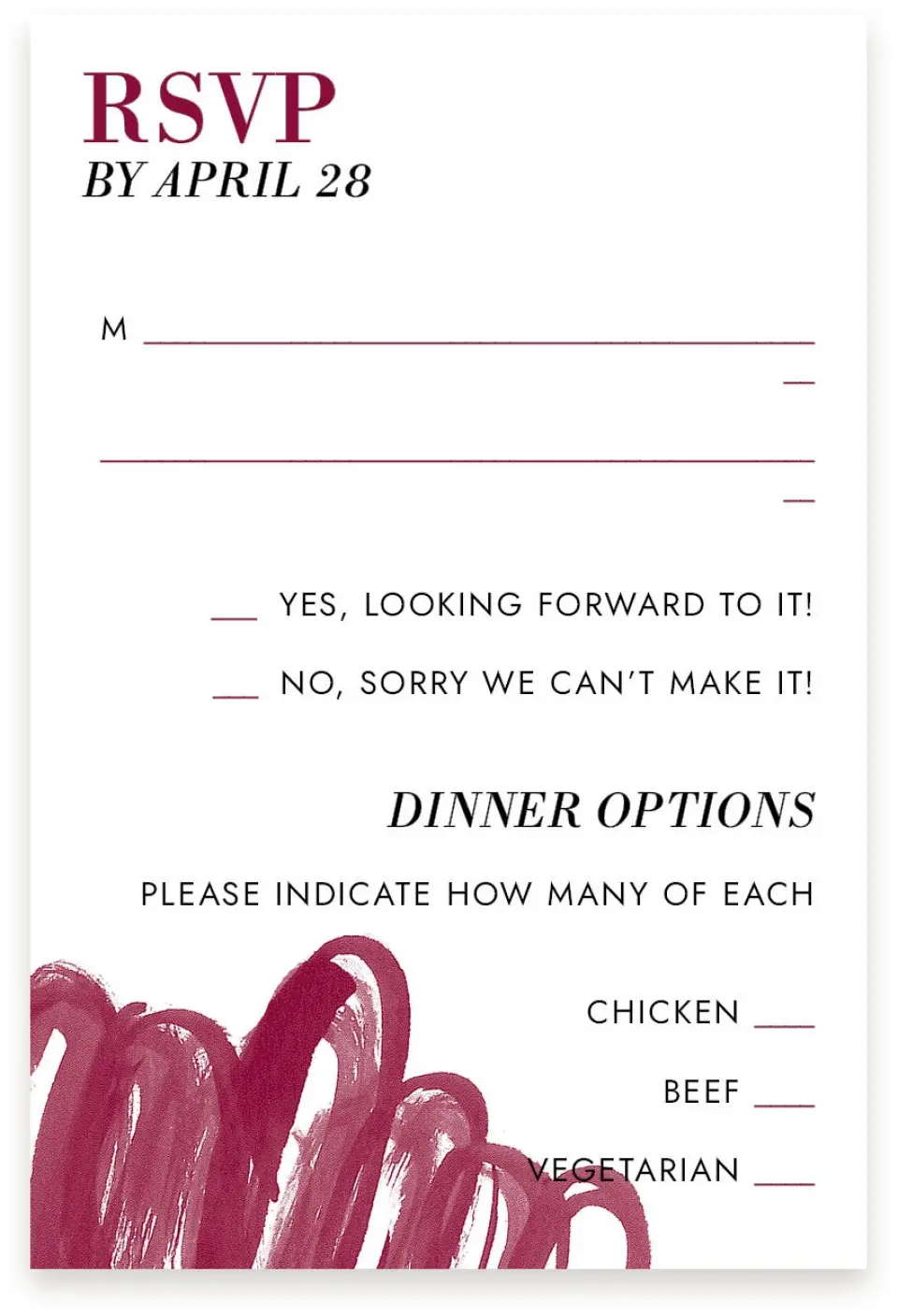 This is a  4" x 6" RSVP Postcards (Pocket Invitation) called Joyful Shimmer printed in full color on Premium Smooth paper