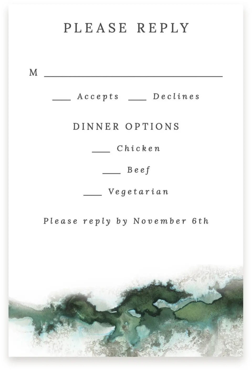 This is a  4" x 6" RSVP Postcards (Pocket Invitation) called Ethereal Pool printed in full color with Silver foil on Luxe Satin (coated) paper