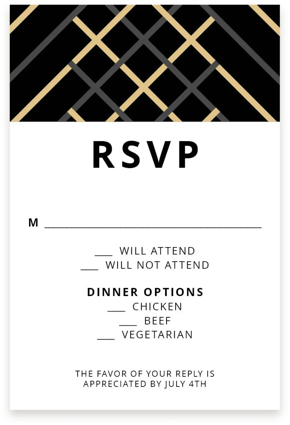 This is a  4" x 6" RSVP Postcards (Pocket Invitation) called Grandeur Shine printed in full color on Premium Smooth paper