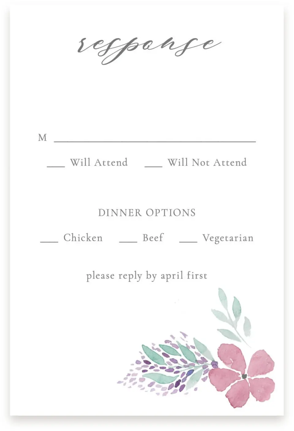 This is a  4" x 6" RSVP Postcards (Pocket Invitation) called Antique Splendor printed in full color on Premium Smooth paper