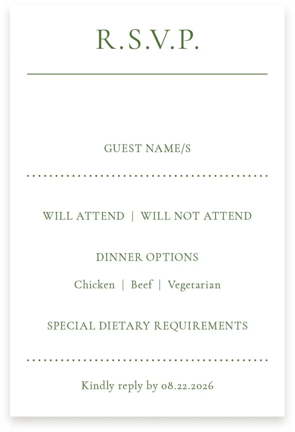 This is a  4" x 6" RSVP Postcards (Pocket Invitation) called Rustic Grace printed in full color with Silver foil on Luxe Satin (coated) paper