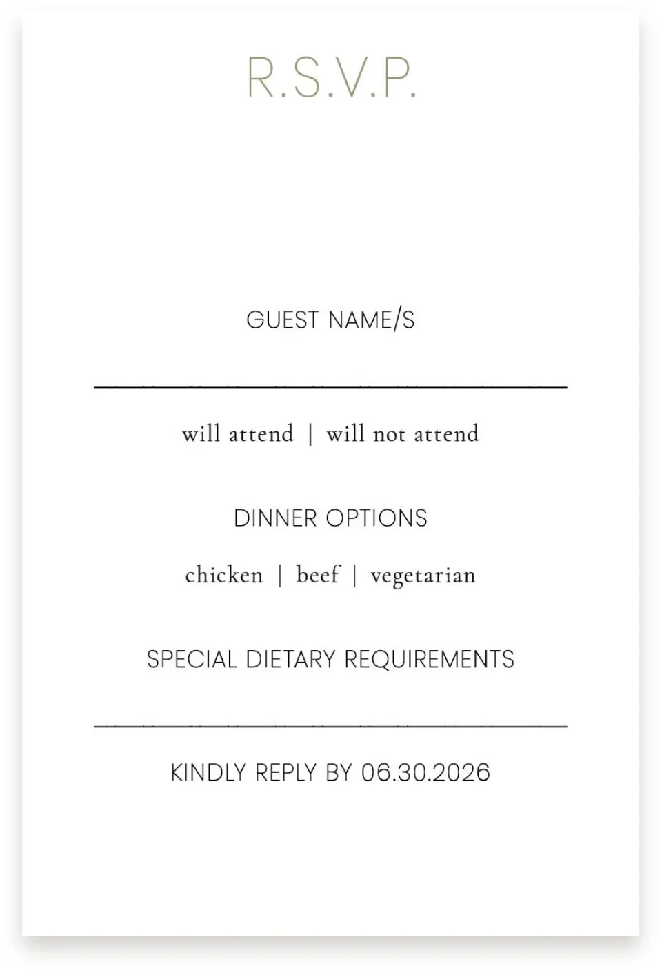 This is a  4" x 6" RSVP Postcards (Pocket Invitation) called Heavenly Hearts printed in full color on Premium Smooth paper