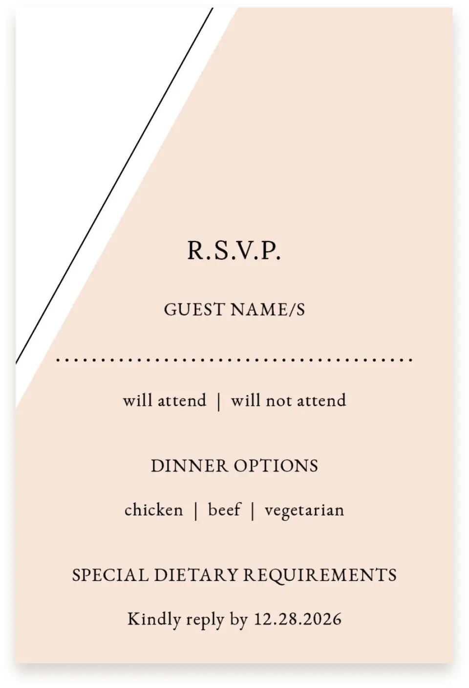 This is a  4" x 6" RSVP Postcards (Pocket Invitation) called Love Sweet Love printed in full color on Premium Smooth paper