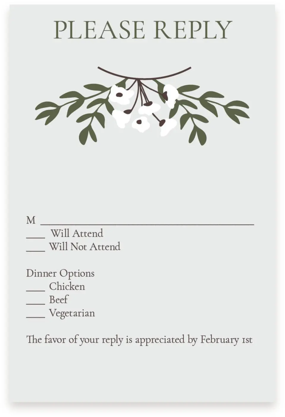 This is a  4" x 6" RSVP Postcards (Pocket Invitation) called Floral Bliss printed in full color with Silver foil on Luxe Satin (coated) paper