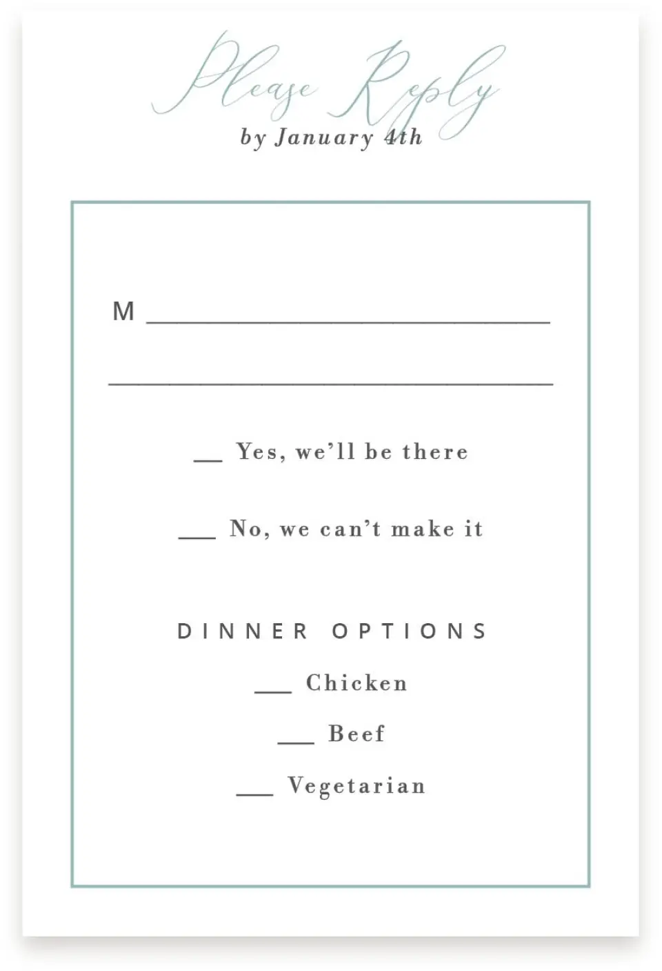 This is a  4" x 6" RSVP Postcards (Pocket Invitation) called Eternal Love printed in full color with Silver foil on Luxe Satin (coated) paper