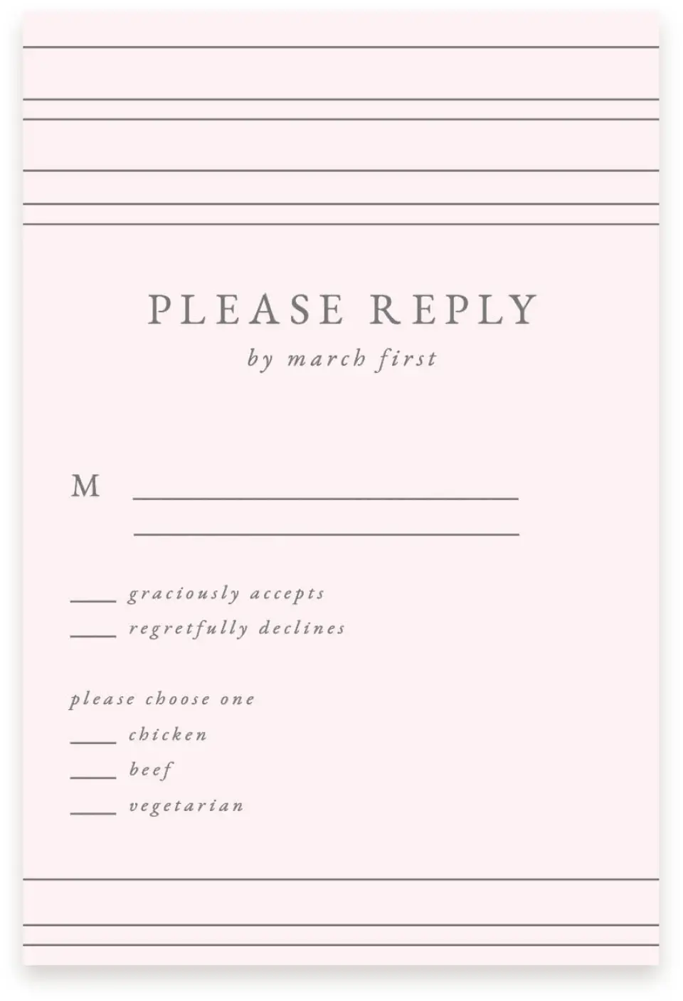This is a  4" x 6" RSVP Postcards (Pocket Invitation) called Harmonious Stripes printed in full color on Premium Smooth paper