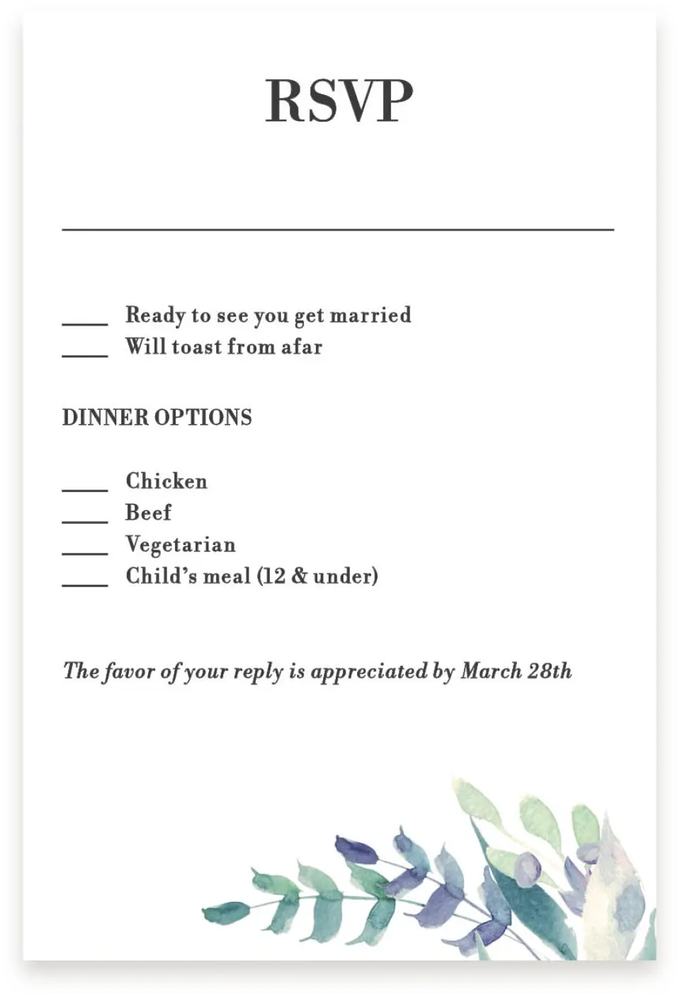 This is a  4" x 6" RSVP Postcards (Pocket Invitation) called Glorious Crown printed in full color on Premium Smooth paper