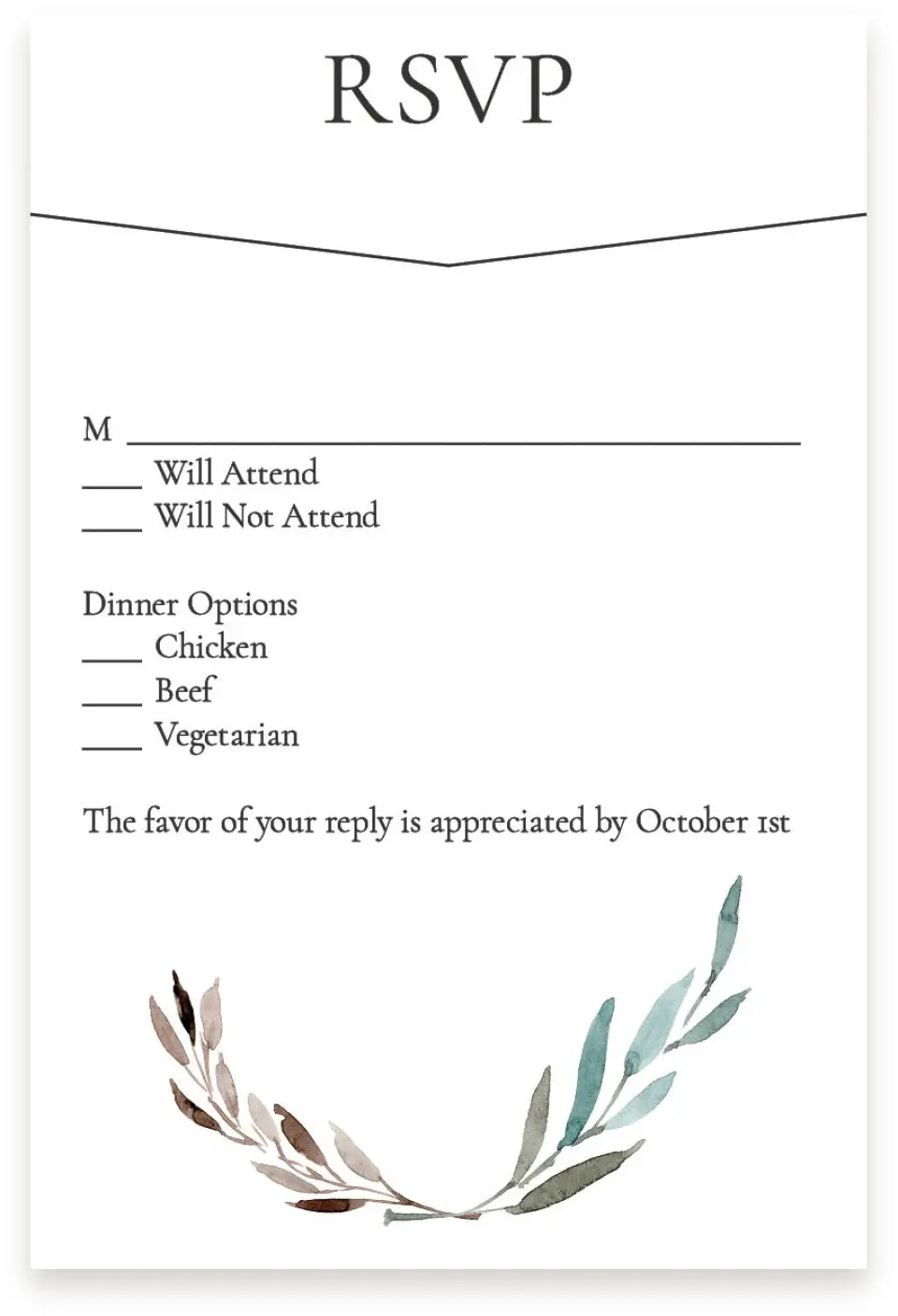 This is a  4" x 6" RSVP Postcards (Pocket Invitation) called Eternal Autumn printed in full color on Premium Smooth paper