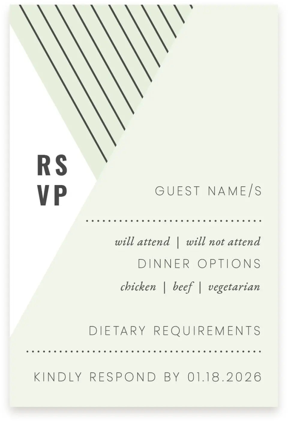This is a  4" x 6" RSVP Postcards (Pocket Invitation) called Geometric Weave printed in full color on Premium Smooth paper