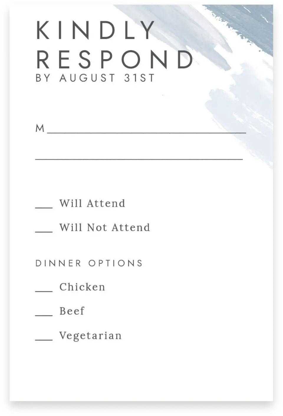 This is a  4" x 6" RSVP Postcards (Pocket Invitation) called Ethereal Swaths printed in full color on Premium Smooth paper