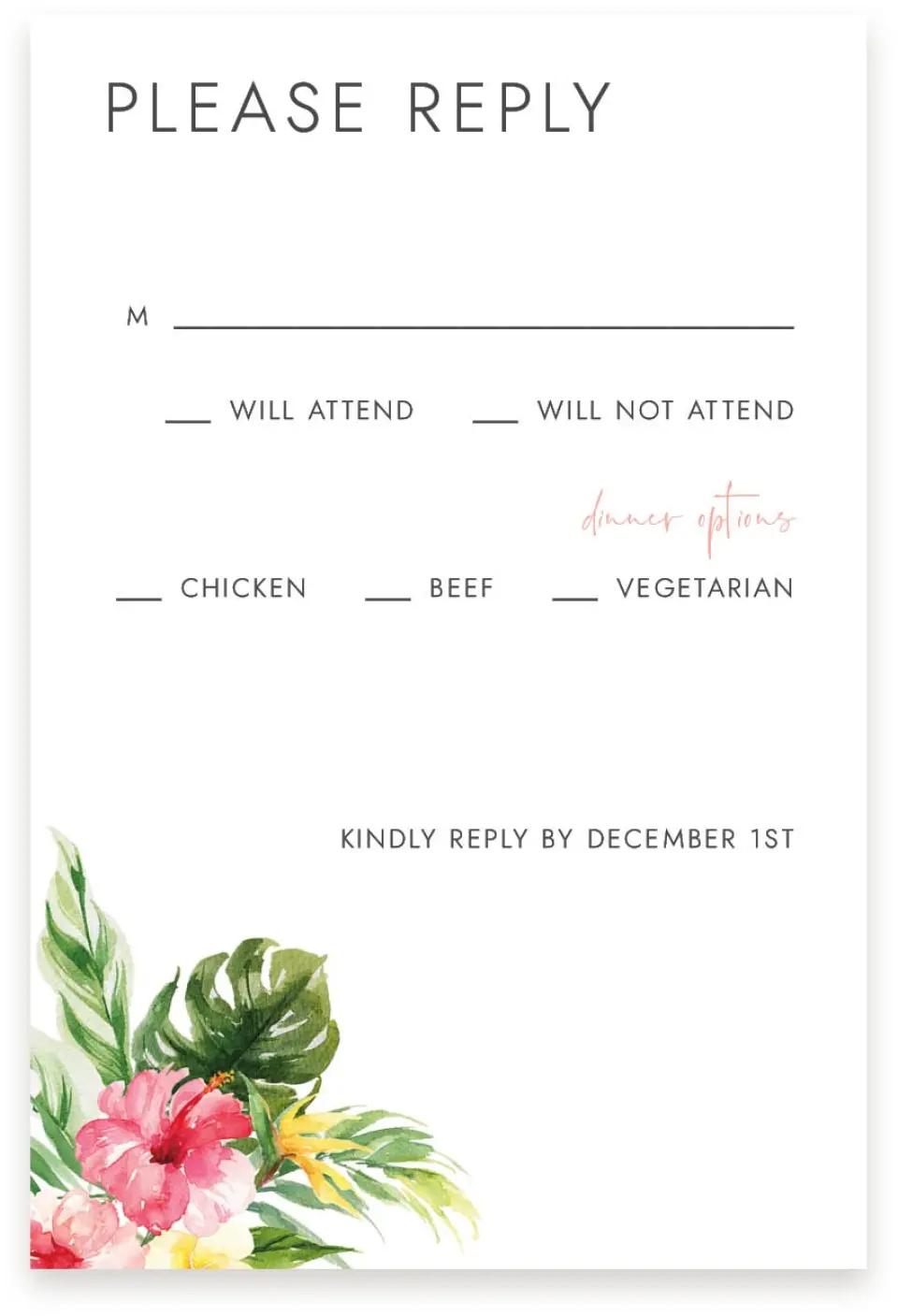 This is a  4" x 6" RSVP Postcards (Pocket Invitation) called Perfect Paradise printed in full color on Premium Smooth paper