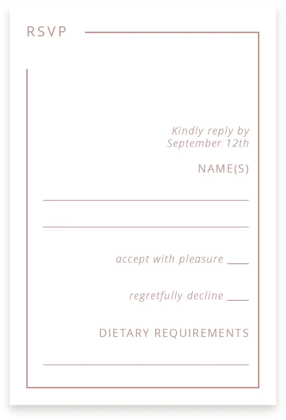 This is a  4" x 6" RSVP Postcards (Pocket Invitation) called Neat Arrangement printed in full color on Premium Smooth paper