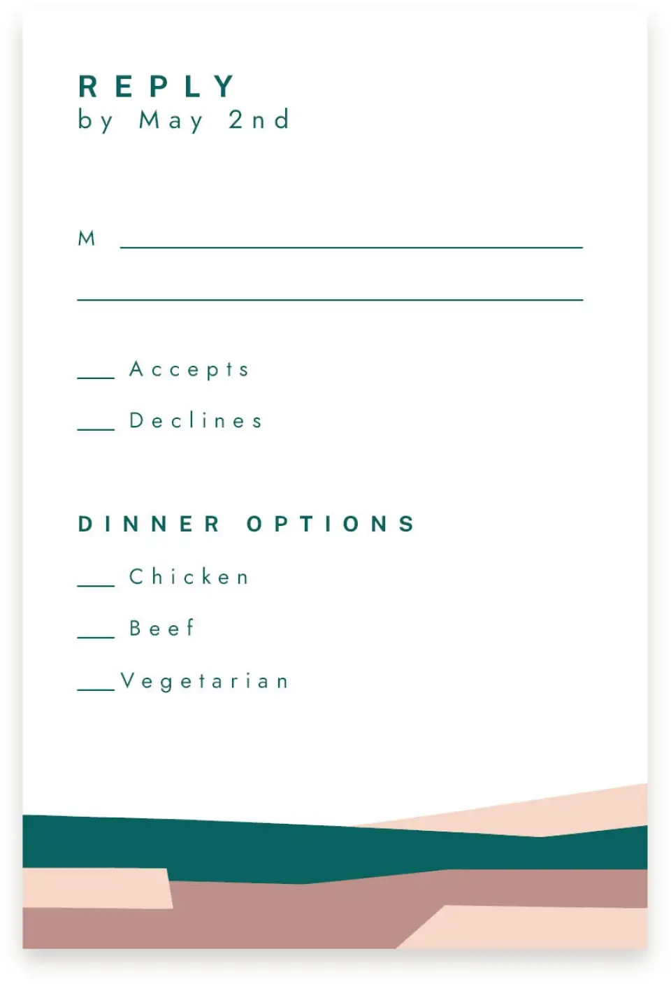 This is a  4" x 6" RSVP Postcards (Pocket Invitation) called Shaped Love printed in full color on Premium Smooth paper