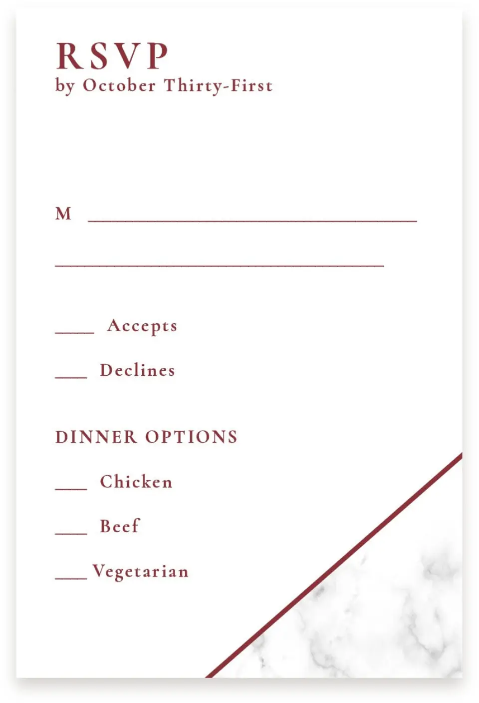This is a  4" x 6" RSVP Postcards (Pocket Invitation) called Bold Banner printed in full color on Premium Smooth paper