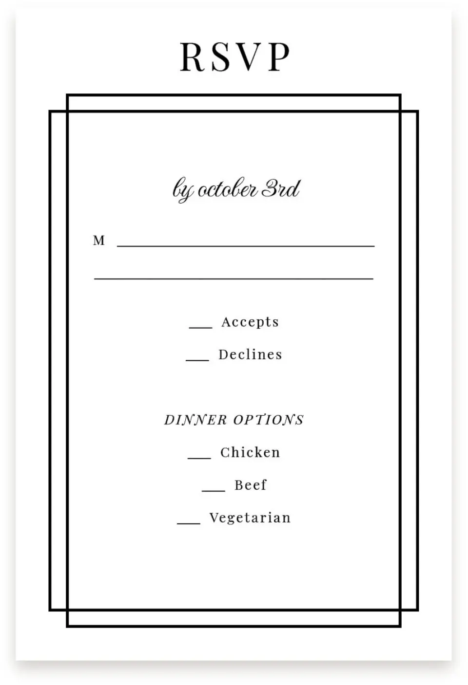 This is a  4" x 6" RSVP Postcards (Pocket Invitation) called Because You're Mine printed in full color on Premium Smooth paper