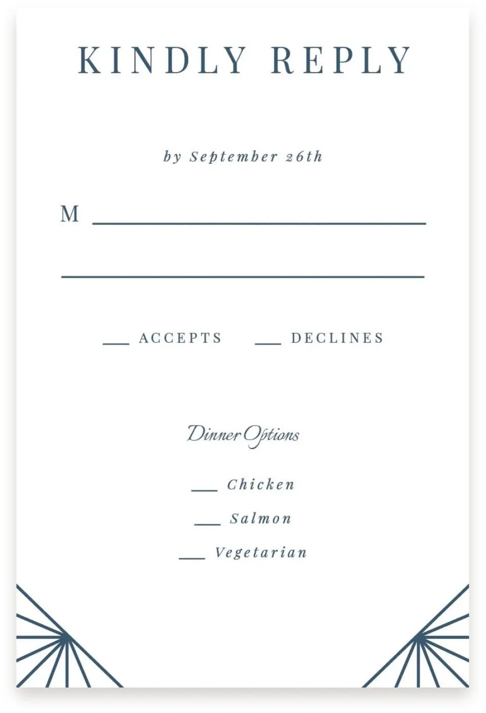 This is a  4" x 6" RSVP Postcards (Pocket Invitation) called Mod Deco printed in full color with Silver foil on Luxe Satin (coated) paper