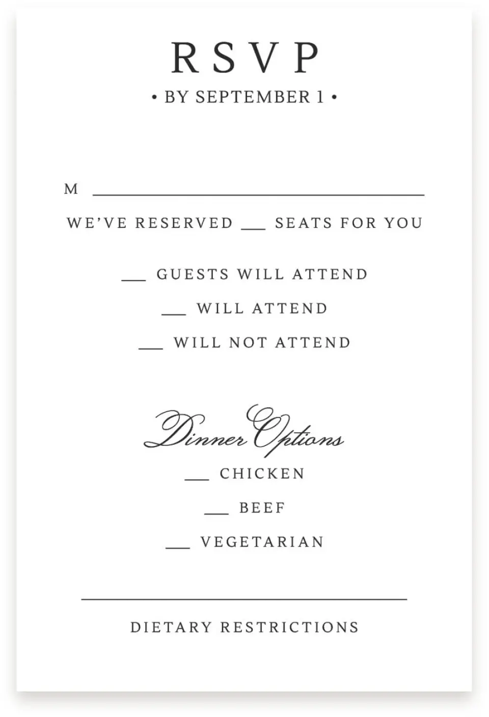 This is a  4" x 6" RSVP Postcards (Pocket Invitation) called Elegant Unity printed in full color on Premium Smooth paper