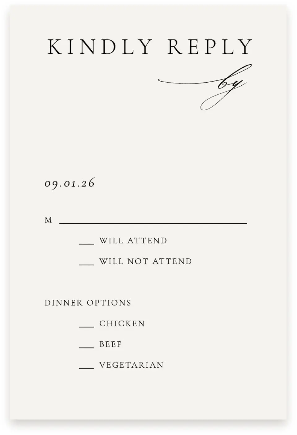 This is a  4" x 6" RSVP Postcards (Pocket Invitation) called Simply Elegant printed in full color with Silver foil on Luxe Satin (coated) paper