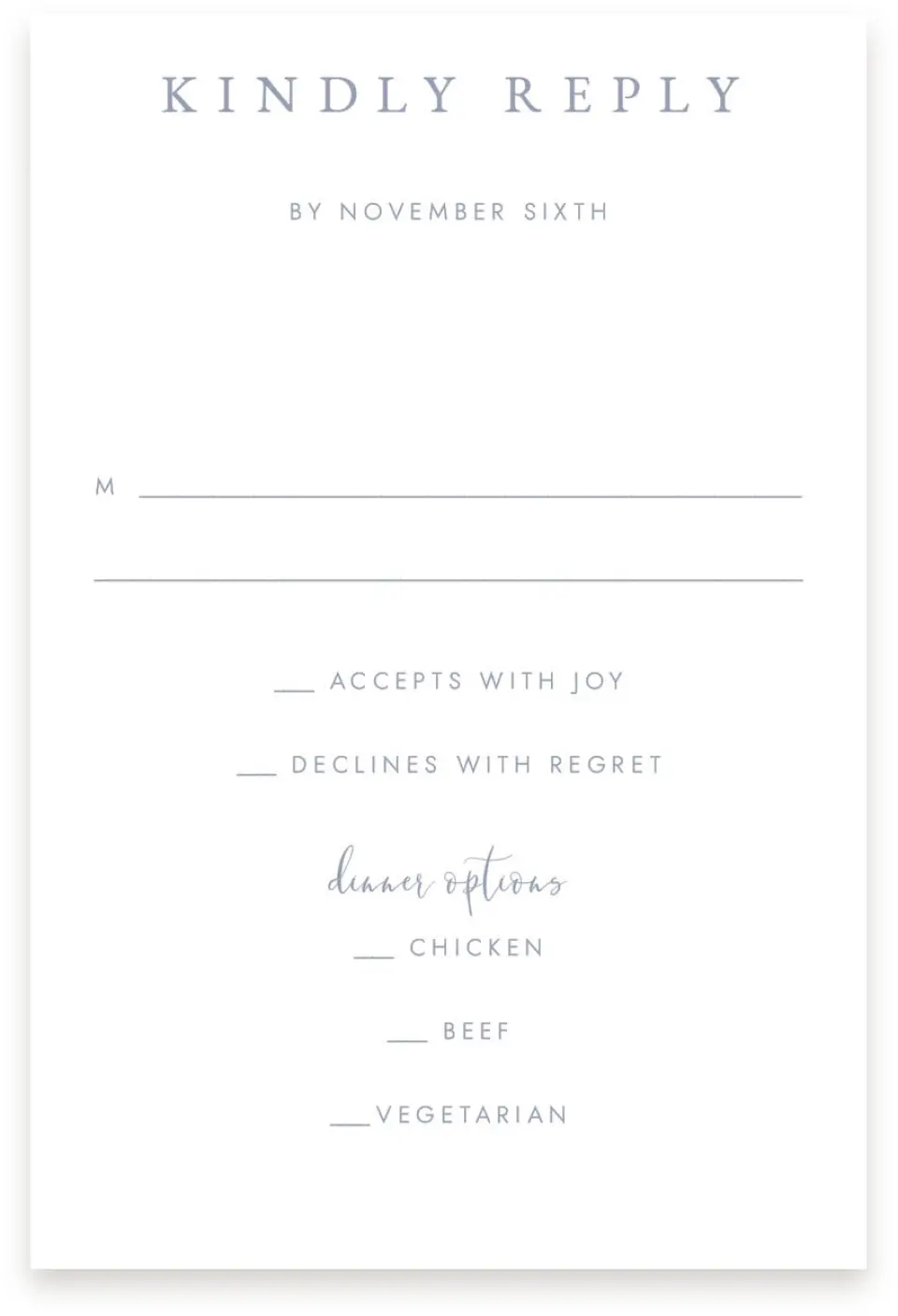This is a  4" x 6" RSVP Postcards (Pocket Invitation) called Dainty Wreath printed in full color on Premium Smooth paper