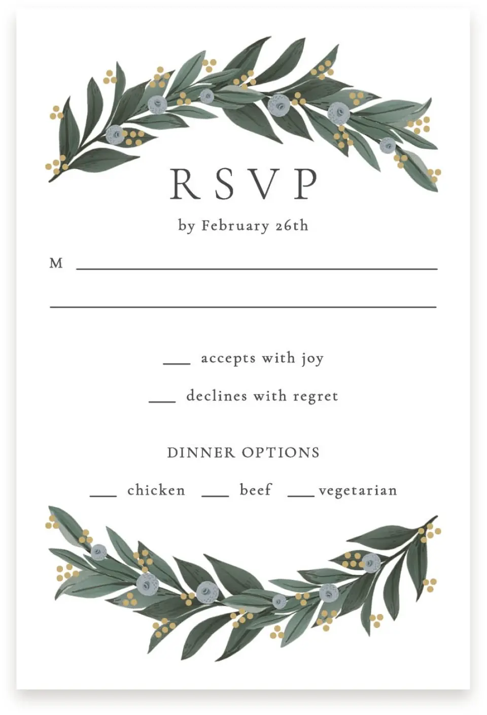 This is a  4" x 6" RSVP Postcards (Pocket Invitation) called Majestic Love printed in full color on Premium Smooth paper