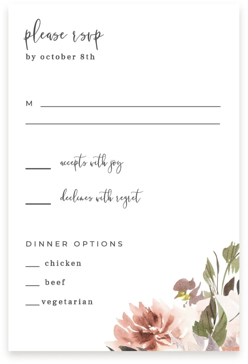 This is a  4" x 6" RSVP Postcards (Pocket Invitation) called Natural Love printed in full color on Premium Smooth paper