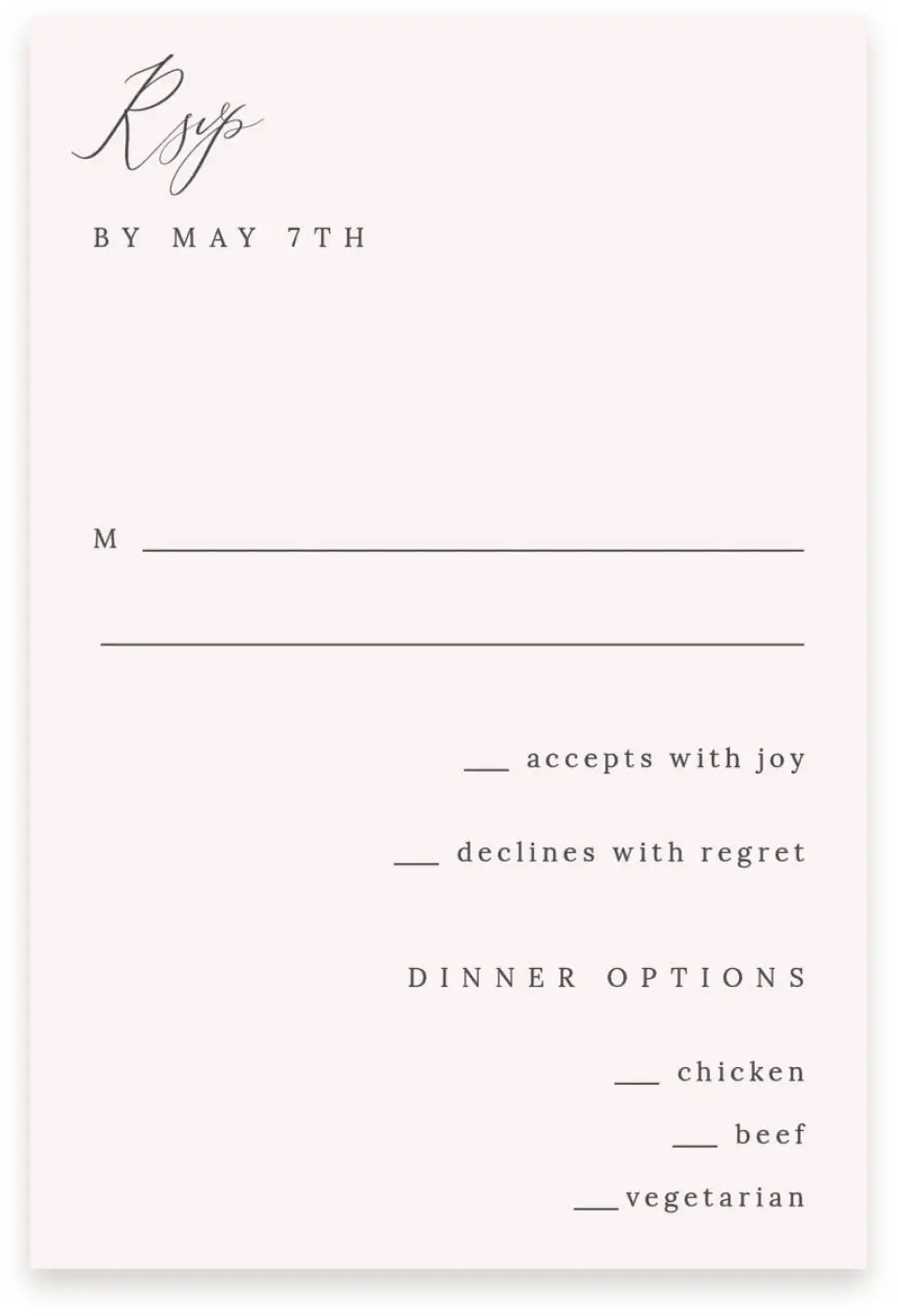 This is a  4" x 6" RSVP Postcards (Pocket Invitation) called Gentle Touch printed in full color with Silver foil on Luxe Satin (coated) paper