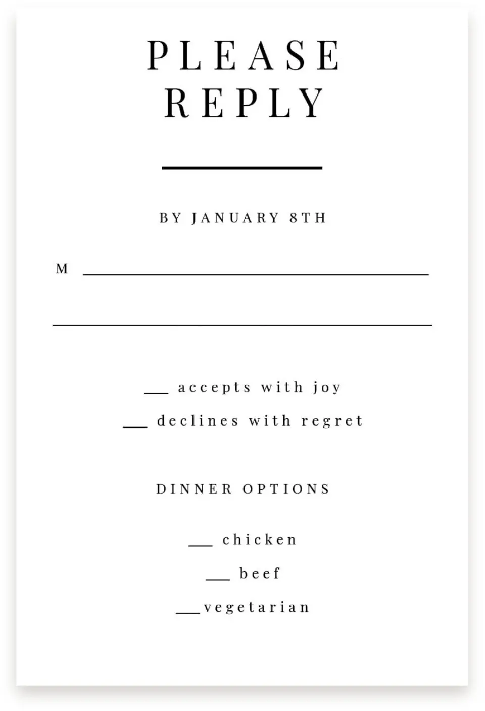 This is a  4" x 6" RSVP Postcards (Pocket Invitation) called Pure Devotion printed in full color on Premium Smooth paper