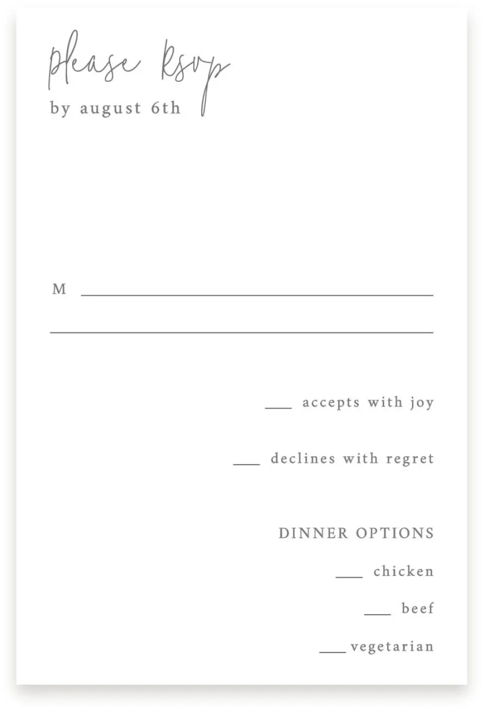 This is a  4" x 6" RSVP Postcards (Pocket Invitation) called Bright Greens printed in full color on Premium Smooth paper