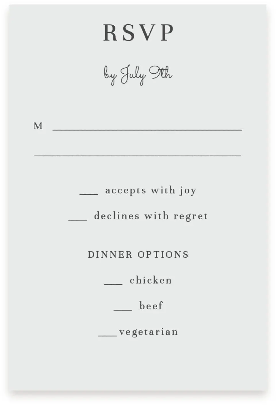 This is a  4" x 6" RSVP Postcards (Pocket Invitation) called Monogram Bloom printed in full color on Premium Smooth paper