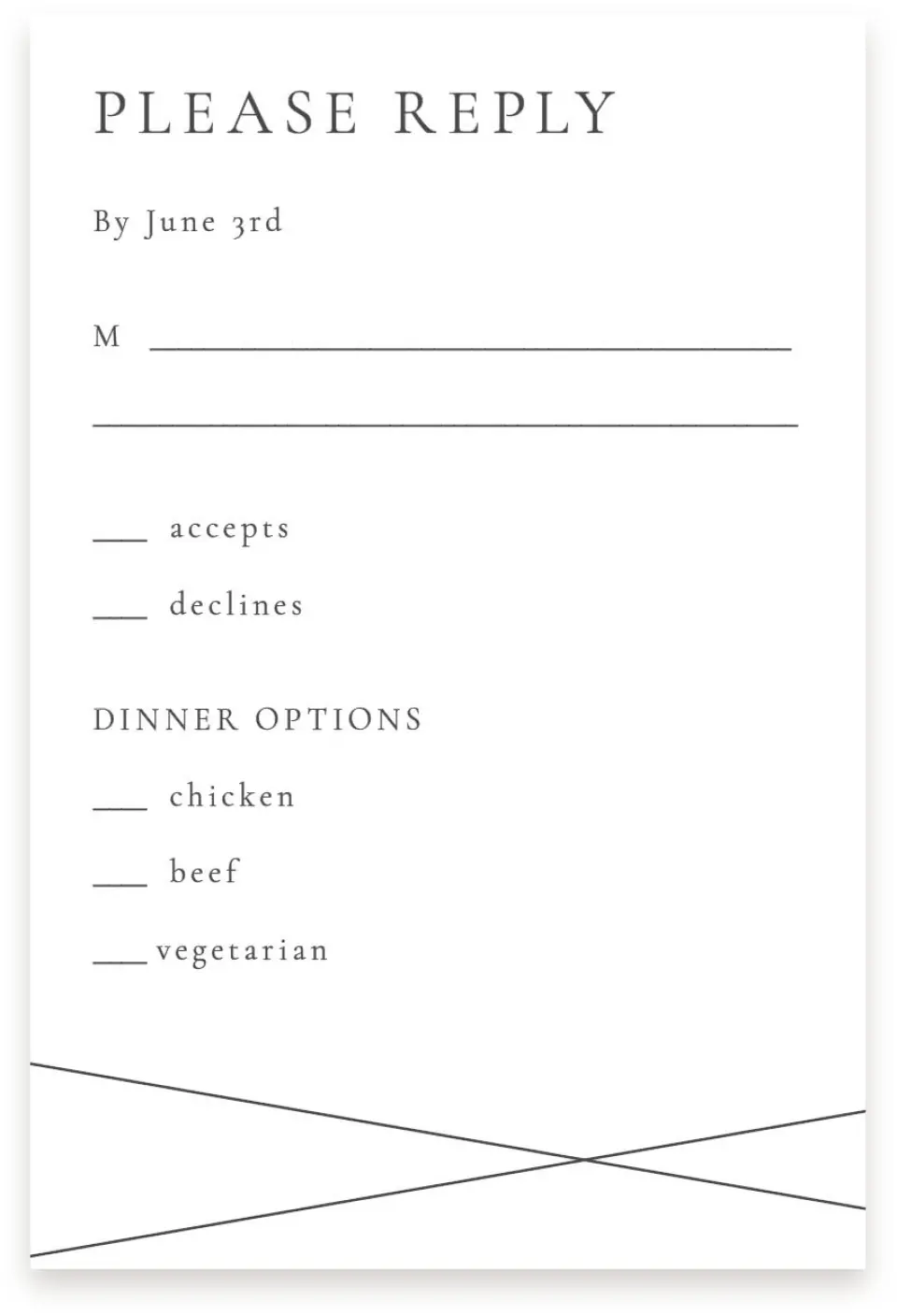 This is a  4" x 6" RSVP Postcards (Pocket Invitation) called Distinct Lines printed in full color with Silver foil on Luxe Satin (coated) paper
