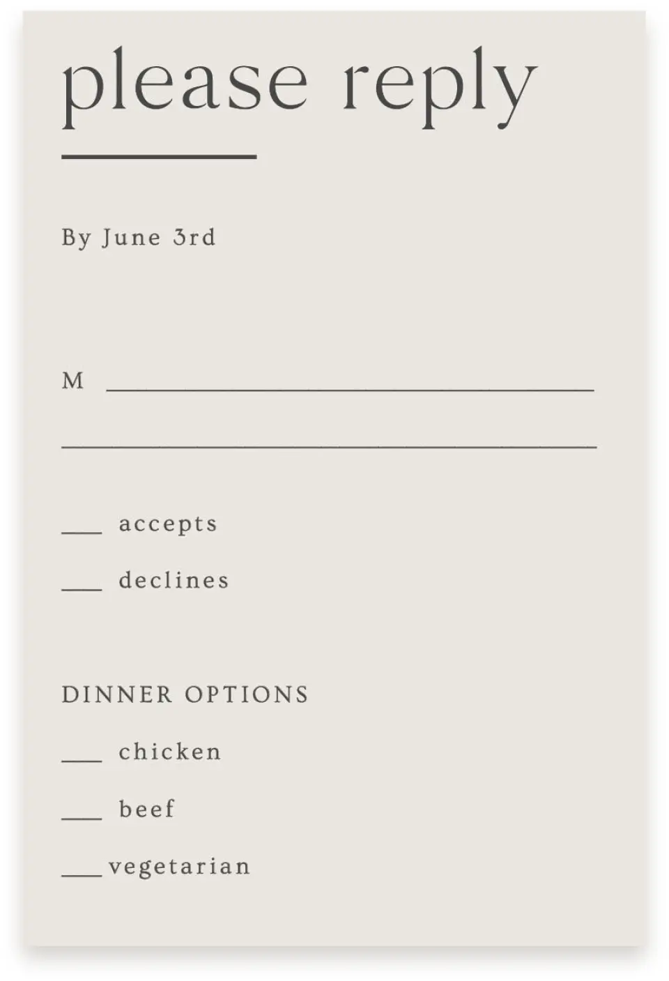 This is a  4" x 6" RSVP Postcards (Pocket Invitation) called Simple Gathering printed in full color with Silver foil on Luxe Satin (coated) paper